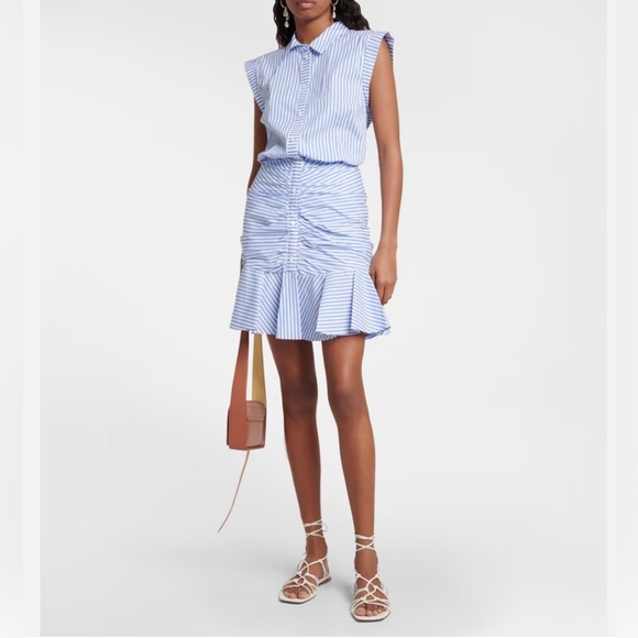 Veronica Beard Dresses & Skirts - Veronica Beard Blue/White Striped Sleeveless Striped Flounce Dress